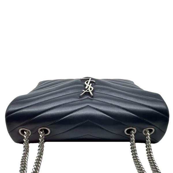 YVES SAINT LAURENT Loulou Medium Quilted Leather Crossbody Bag Navy Blue