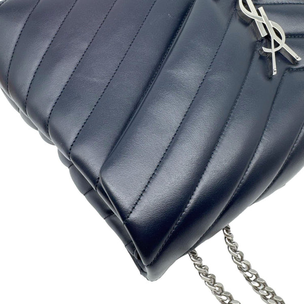 YVES SAINT LAURENT Loulou Medium Quilted Leather Crossbody Bag Navy Blue