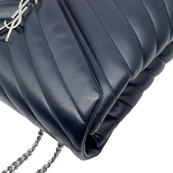 YVES SAINT LAURENT Loulou Medium Quilted Leather Crossbody Bag Navy Blue