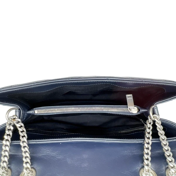 YVES SAINT LAURENT Loulou Medium Quilted Leather Crossbody Bag Navy Blue