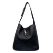 YVES SAINT LAURENT Le 5 a 7 Large Supple Calfskin Leather Soft Hobo Bag Black