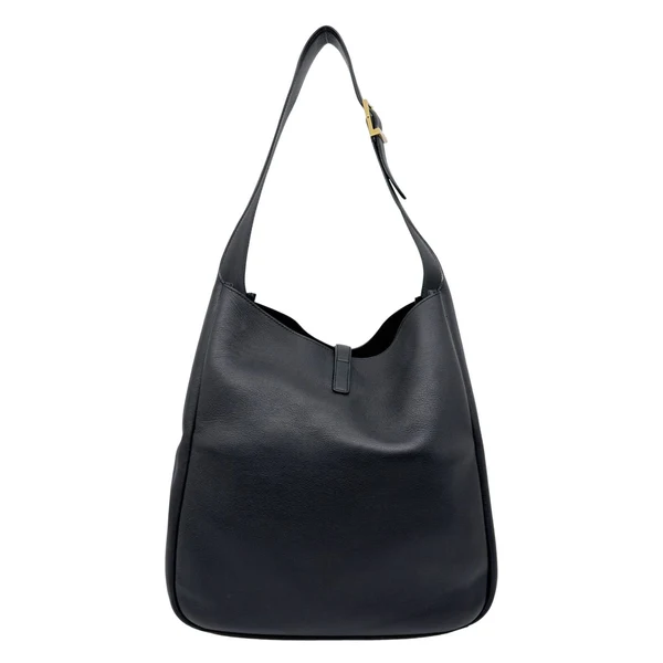 YVES SAINT LAURENT Le 5 a 7 Large Supple Calfskin Leather Soft Hobo Bag Black