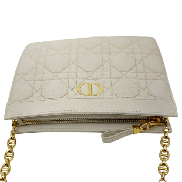 CHRISTIAN DIOR Caro Every Pouch Supple Cannage Leather Crossbody Bag Off White