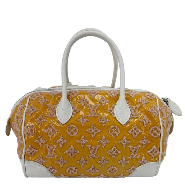 LOUIS VUITTON Speedy Round Monogram Bouclettes Satchel Bag Yellow