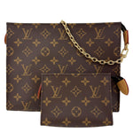 LOUIS VUITTON Toiletry Pouch On Chain Monogram Canvas Clutch Brown