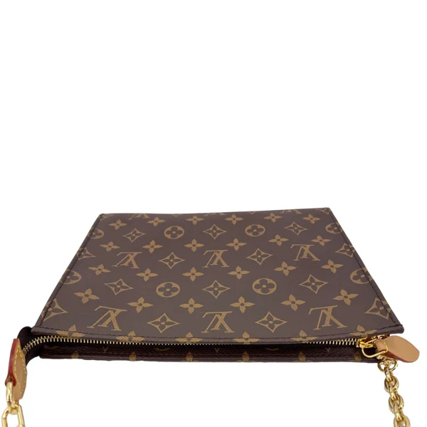 LOUIS VUITTON Toiletry Pouch On Chain Monogram Canvas Clutch Brown