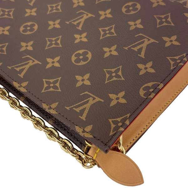 LOUIS VUITTON Toiletry Pouch On Chain Monogram Canvas Clutch Brown