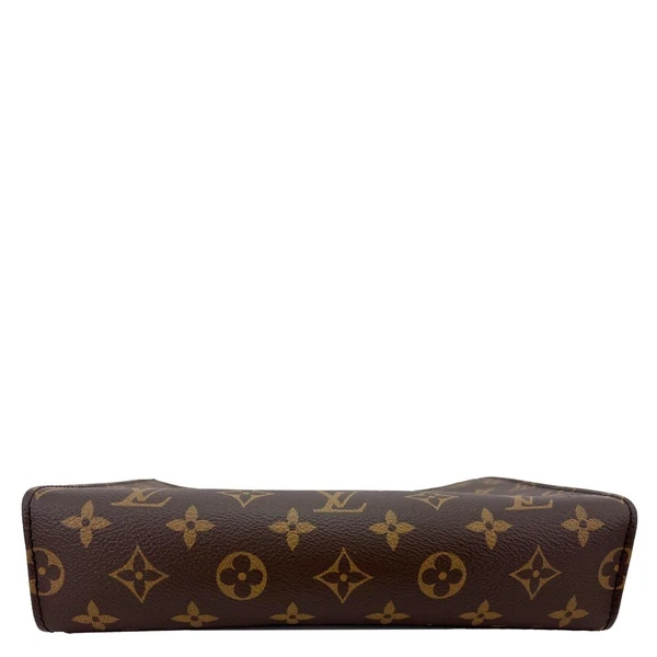 LOUIS VUITTON Toiletry Pouch On Chain Monogram Canvas Clutch Brown