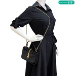 GUCCI Sylvie 1969 Mini Patent Leather Top Handle Shoulder Bag Black 589479