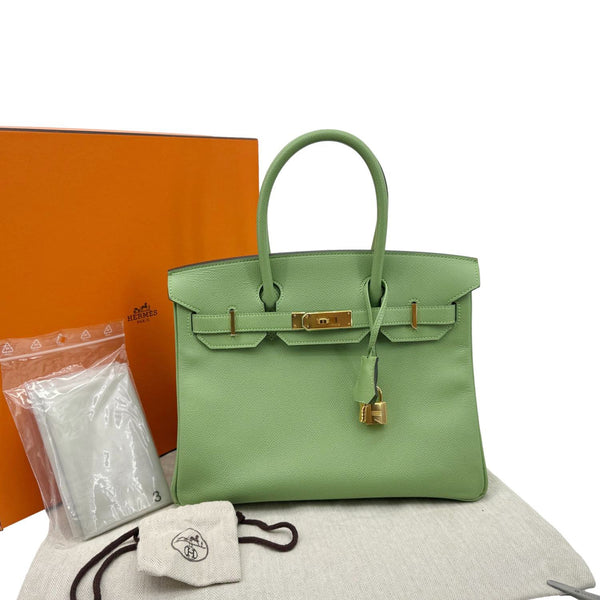 HERMES Birkin 30 Epsom Leather Tote Bag Green