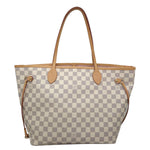 LOUIS VUITTON Neverfull MM Damier Azur Tote Bag White