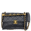 CHANEL CC Top Handle Flap Chain Bar Quilted Calfskin Leather Shoulder Bag Black