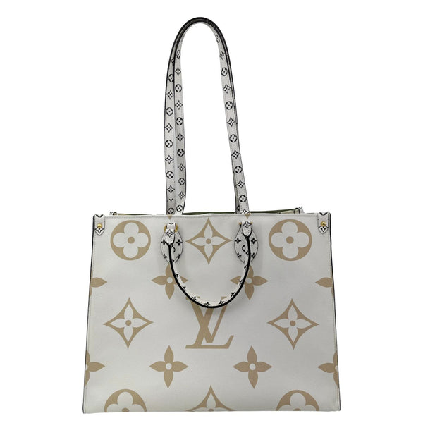 LOUIS VUITTON Onthego GM Giant Monogram Canvas Tote Shoulder Bag Khaki Green