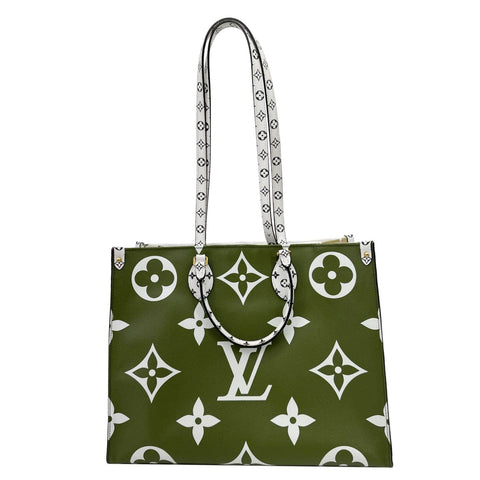 LOUIS VUITTON Onthego GM Giant Monogram Canvas Tote Shoulder Bag Khaki Green