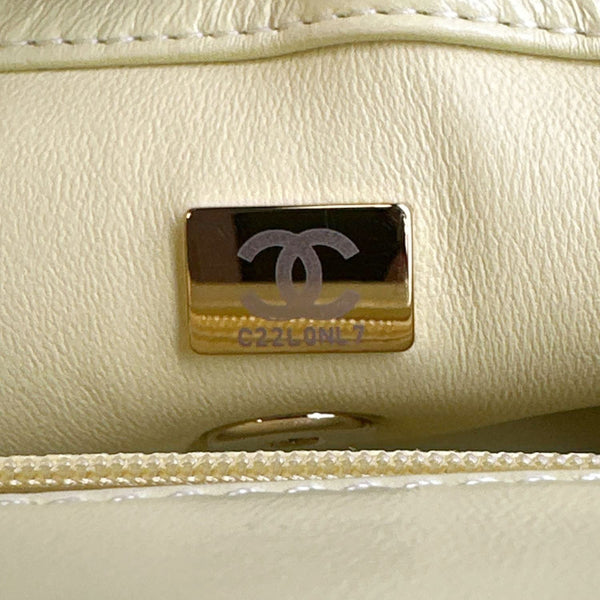 CHANEL Flap Mini Quilted Lambskin Leather Top Handle Crossbody Bag Yellow
