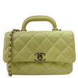CHANEL Flap Mini Quilted Lambskin Leather Top Handle Crossbody Bag Yellow