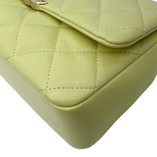 CHANEL Flap Mini Quilted Lambskin Leather Top Handle Crossbody Bag Yellow