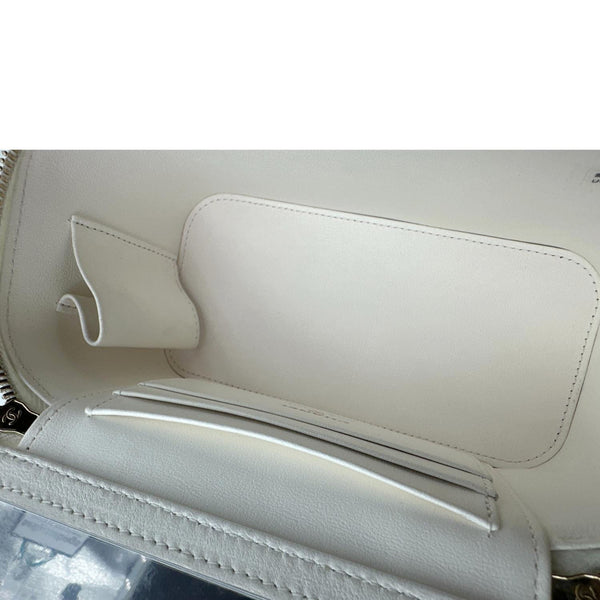 CHANEL Pillow Crush Small Quilted Lambskin Leather Vanity Case With Chain White