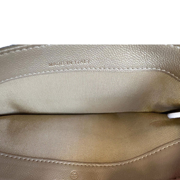 CHANEL Chic Pearls Quilted Lambskin Leather Double Zip Clutch With Chain White