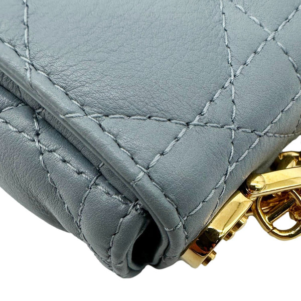 CHRISTIAN DIOR Micro Caro Supple Cannage Bag Chain Wallet Light Blue