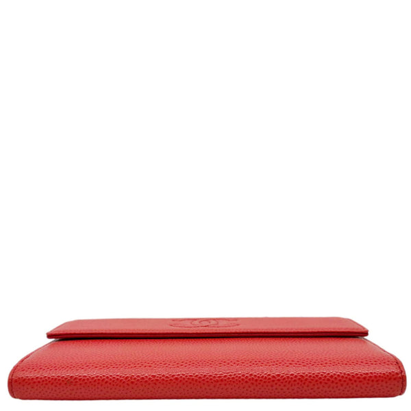 CHANEL Timeless CC Flap Caviar Leather Wallet Red