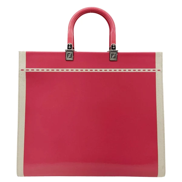 FENDI Sunshine Medium Patent Leather Crossbody Tote Bag Light Pink