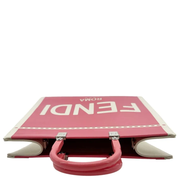 FENDI Sunshine Medium Patent Leather Crossbody Tote Bag Light Pink