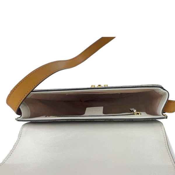 GUCCI Padlock Saddle Small GG Supreme Canvas Shoulder Bag Beige 644524