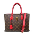 LOUIS VUITTON Flower Monogram Canvas Tote Shoulder Bag Coquelicot