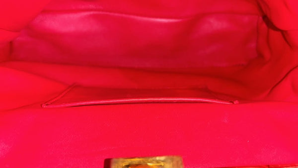 FENDI Peekaboo Nappa Leather Top Handle Crossbody Bag Red