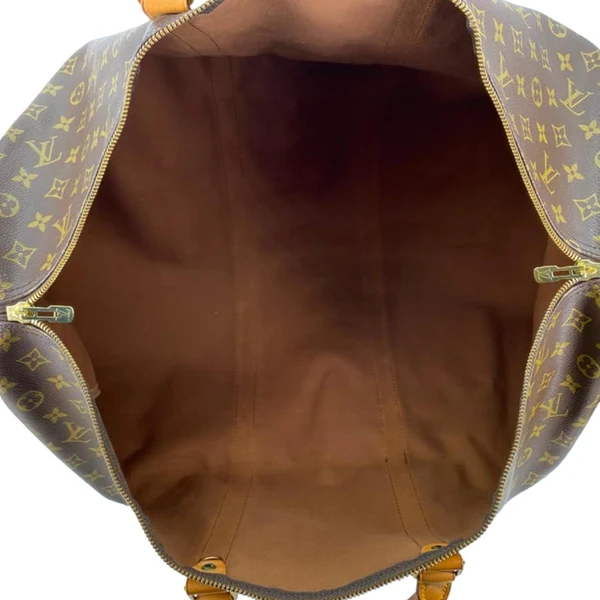 LOUIS VUITTON Keepall 60 Bandouliere Monogram Canvas Travel Bag Brown