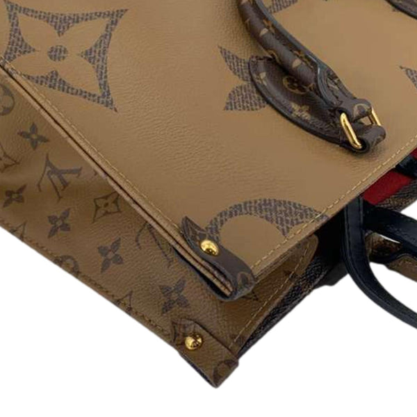LOUIS VUITTON Onthego MM Reverse Monogram Giant Canvas Tote Bag Brown