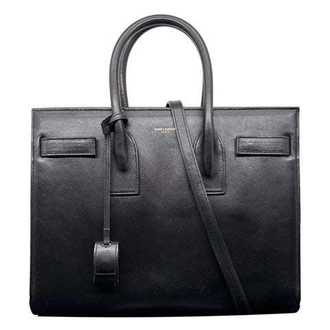 YVES SAINT LAURENT Sac De Jour Small Calfskin Leather Tote Bag Black