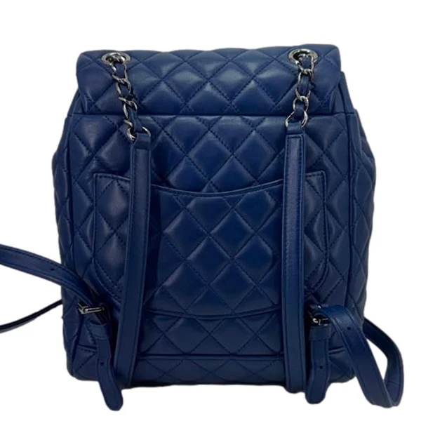 CHANEL Urban Spirit Quilted Lambskin Leather Backpack Bag Blue