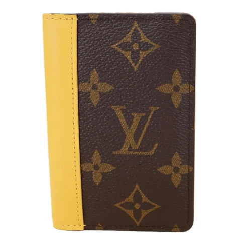 LOUIS VUITTON Pocket Organizer Monogram Macassar Canvas Wallet Safran Yellow