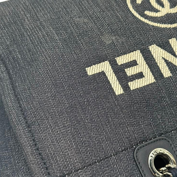CHANEL Deauville Medium Denim Tote Bag Navy Blue