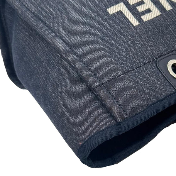 CHANEL Deauville Medium Denim Tote Bag Navy Blue