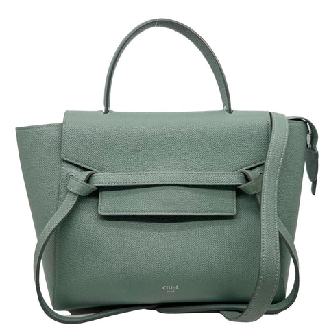 CELINE Micro Belt Grained Leather Shoulder Bag Light Green