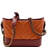 CHANEL Gabrielle Small Aged Calfskin Leather Hobo Crossbody Bag Orange