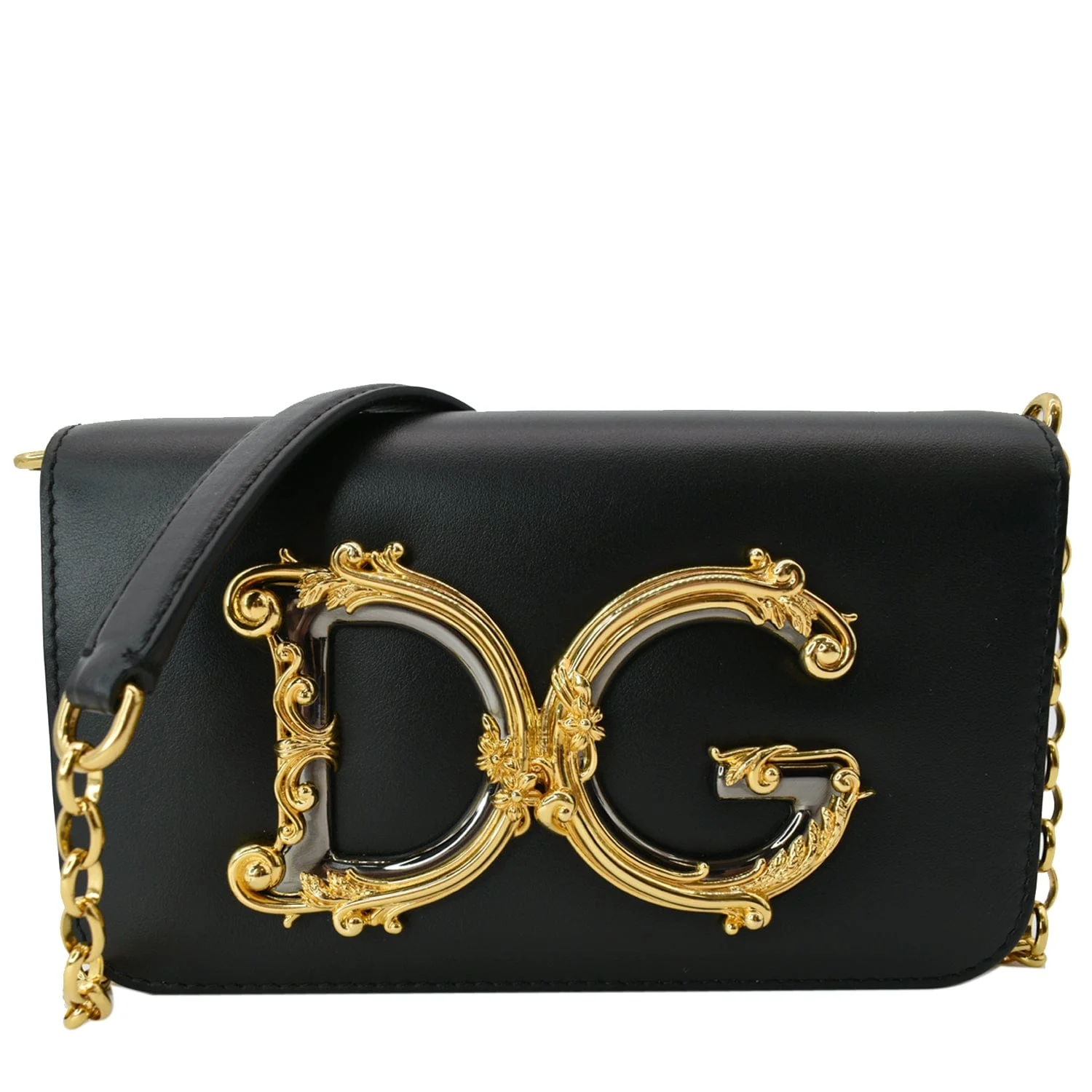 DOLCE  GABBANA DG Girl Leather Crossbody Bag Black
