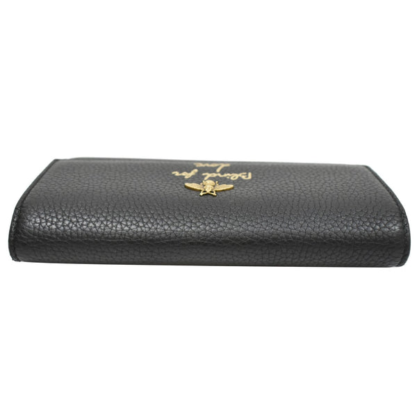 GUCCI Animalier Bee Blind For Love Leather Wallet Black 454070