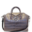 GIVENCHY Antigona Medium Croc Embossed Leather Satchel Shoulder Bag Brown
