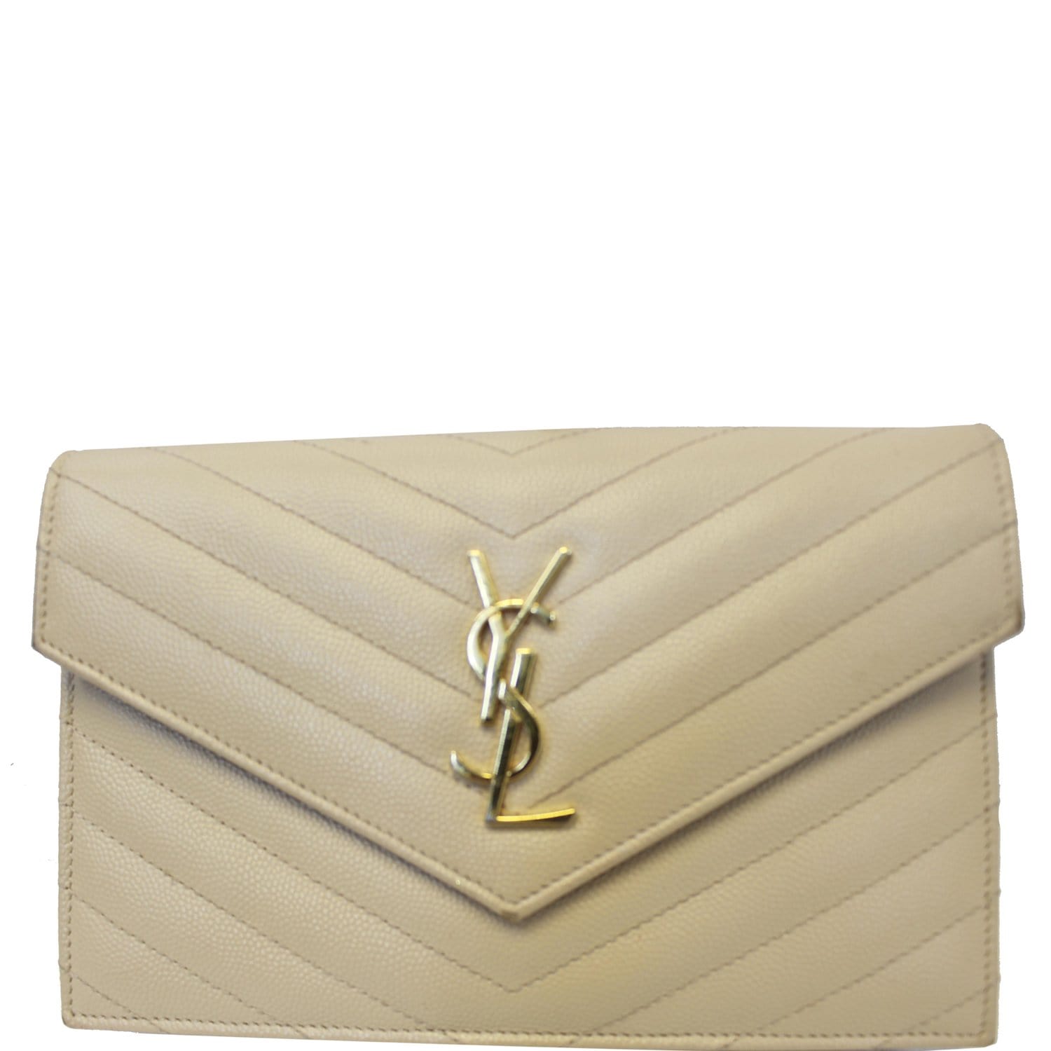 SAINT LAURENT Grain De Poudre Monogram Chain Wallet Powder-US