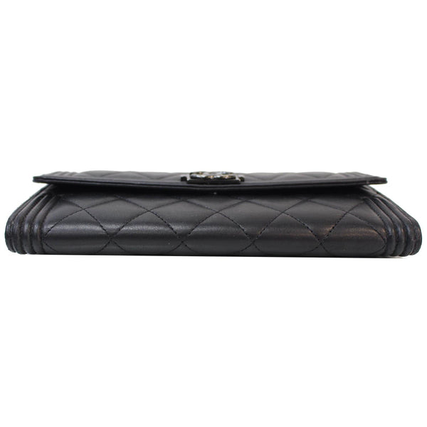CHANEL Boy Large Flap Lambskin Leather Wallet Black