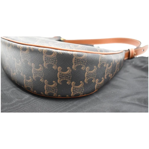 CELINE Ava Triomphe Canvas Calfskin Shoulder Bag Brown
