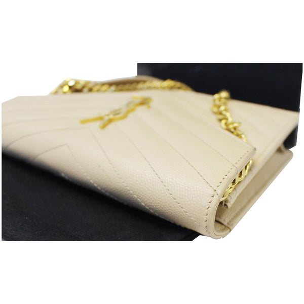 SAINT LAURENT Grain De Poudre Monogram Chain Wallet Powder-US