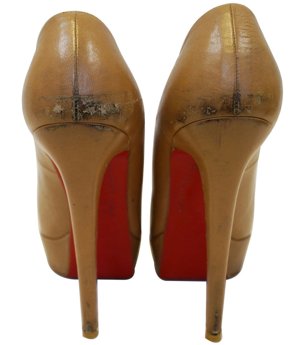 Christian Louboutin Bianca 140 Platform Leather Camel Pumps