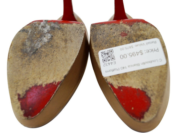 Christian Louboutin Bianca 140 Platform Leather Camel Pumps