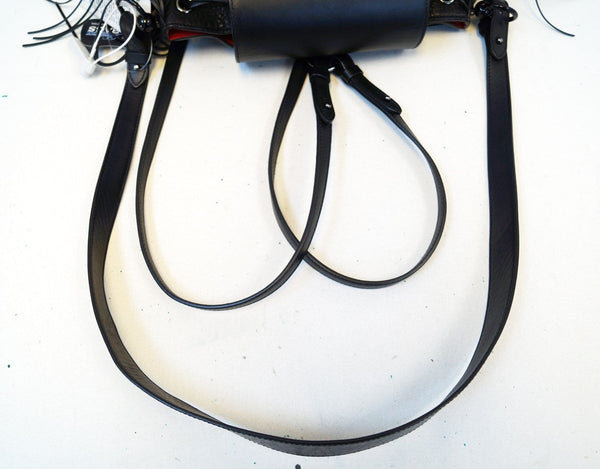 CHRISTIAN LOUBOUTIN Black Pebbled Leather Fringe Lucky L Backpack - Final Call