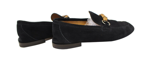 Gucci Bamboo Horsebit Black Suede Loafers 368435 Size 7
